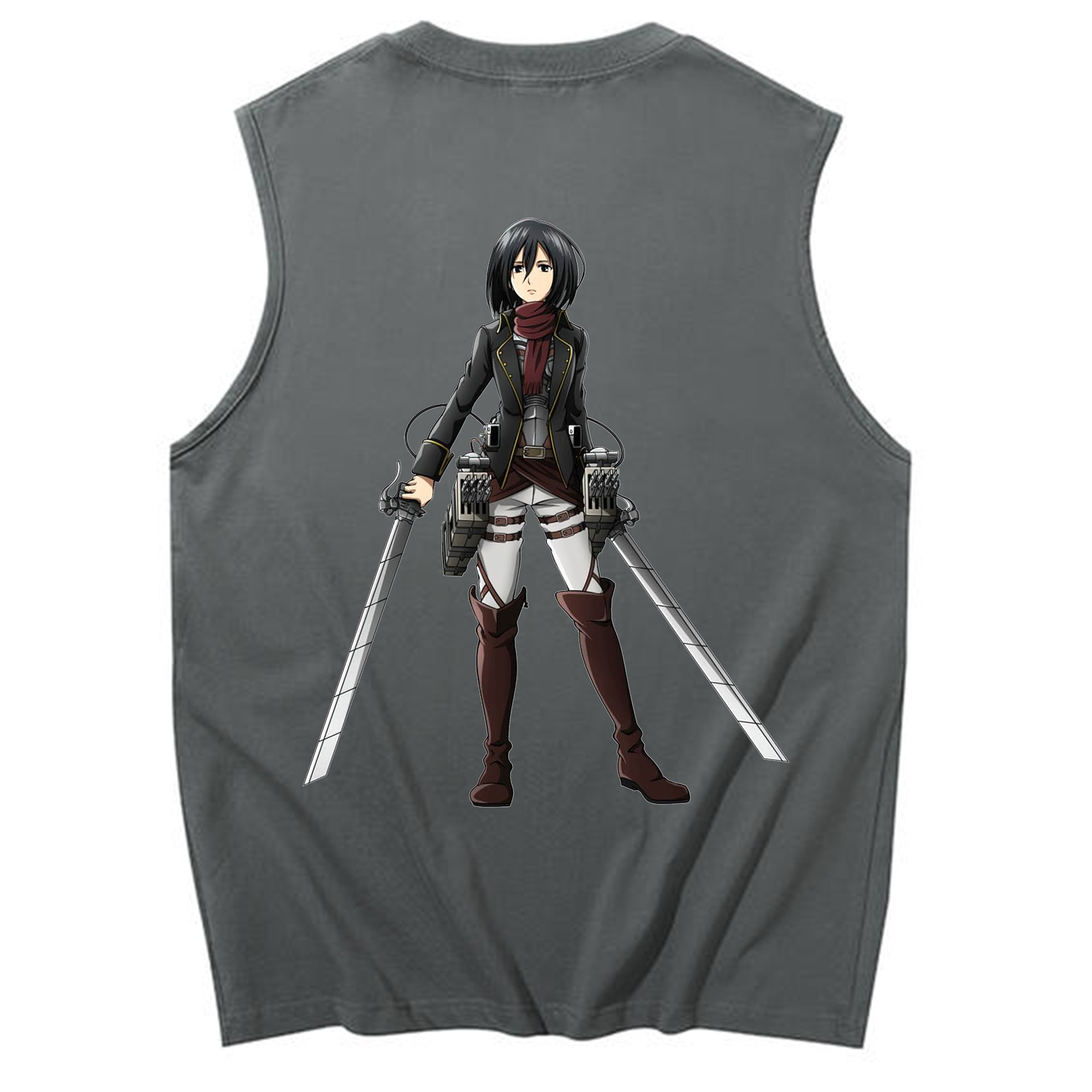 （画像用） 進撃の巨人 ミカサ·アッカーマン Attack on Titan Mikasa Ackerman コットン100％タンクトップ（背面プリント）